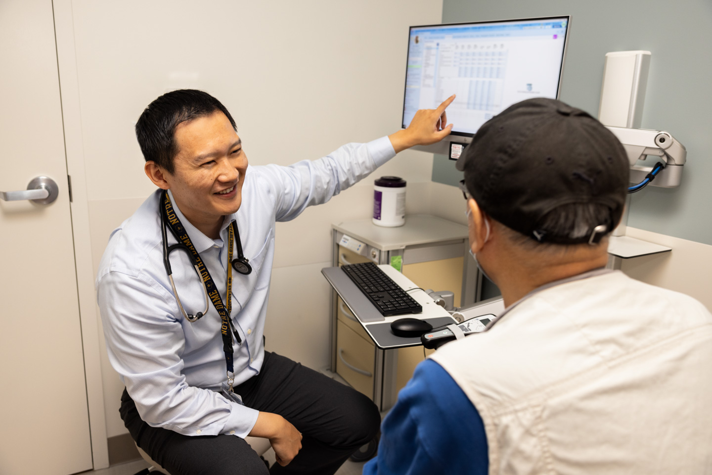 Bryan Wu, MD, takes care of a patient at the Cardiovascular Medicine clinic in San Jose, California.